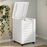 vidaXL Koš za perilo s kolesi RANA bel 45x45x64 cm trdna borovina | Shoptok.si