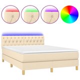  Krevet box spring s madracem LED krem 140x200 cm od tkanine | shoptok.hr
