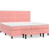  The Living Store Box spring postelja z vzmetnico roza 200x200 cm žamet - Box Spring Postelja, (21489040) | Shoptok.si