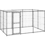 vidaXL zunanji pasji boks jeklo s streho 7,26 m² | Shoptok.si