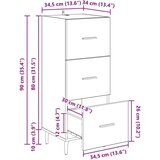 vidaXL Strani šal Črni hrast 34 x 34.5 x 90 cm Konstruiran les | Shoptok.si