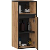 AKORD Vami Viseča Kopalniška Omarica, 1 Vrata In 1 Odprt Predel, Hrast Craft/Črna, (5000332630) | Shoptok.si
