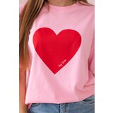 Kesi Cotton blouse with heart print in light pink color | Shoptok.si