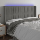  LED uzglavlje svjetlosivo 183 x 16 x 118/128 cm baršunasto | shoptok.hr