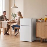 Mini hladnjak s odjeljkom za zamrzavanje 2 vrata s podesivim termostatom mali hladnjak za pića 90L bijeli | shoptok.hr