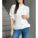 Gemre Women's white short-sleeve sweater with decorative buttons Shela | shoptok.hr