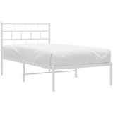 Metalni okvir za krevet s uzglavljem bijeli 75x190 cm | shoptok.hr