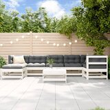 The Living Store Vrtna sedežna garnitura 8-delna z blazinami bela trdna borovina - Vrtna Sedežna Garnitura, (21478635) | Shoptok.si