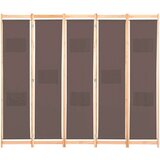 vidaXL Sobna pregrada s 5 panela od tkanine 200 x 170 x 4 cm smeđa | shoptok.hr