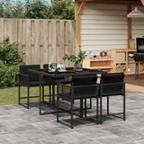  The Living Store Vrtna jedilna garnitura 5-delna z blazinami črn poli ratan - Vrtna Jedilna Garnitura, (21477240) | Shoptok.si