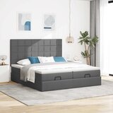  Okvir kreveta s madracima tamnosivi 160x200cm od tkanine | shoptok.hr