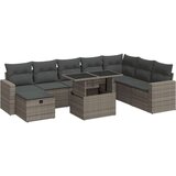 vidaXL 9-dijelni set vrtnih sofa od poliratana s jastucima sivi | shoptok.hr