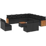  14-dijelni set vrtnih sofa s jastucima poliratan crni | shoptok.hr
