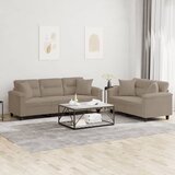  2-dijelni set sofa s jastucima smeđesivi od mikrovlakana | shoptok.hr
