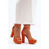 Boto Comfortable suede sandals with high heel orange Essence | Shoptok.si