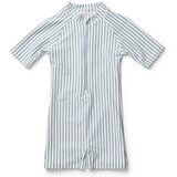 Liewood kopalni pajac z rokavi max seersucker sea blue | Shoptok.si
