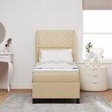 Box Spring Krevet s Dušekom - Krem 80x200 cm Tkanina | shoptok.hr