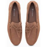 Ombre Men's moccasin leather shoes with thong and driver sole - brown Cijene