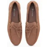 Ombre Men's moccasin leather shoes with thong and driver sole - brown