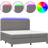  Box spring postelja z vzmetnico LED temno siva 200x200 cm blago, (20761072) | Shoptok.si