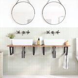  Zidna polica za umivaonik od čelika i masivnog bagremovog drva Smeđa 140 x 50 x 2 cm | Shoptok.si