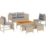 vidaXL Vanjski kauč set Bež i svijetlosiva Ratan, tkanina Standard | shoptok.hr