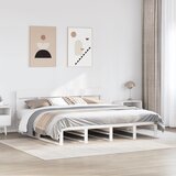 Maison Chic Posteljni okvir - Dvoposteljna postelja - Zakonska postelja brez vzmetnice bel 200x200 cm trdna borovina-J3672, (21771045) | Shoptok.si