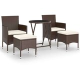 vidaXL 5-dijelni vrtni bistro set poliratan i kaljeno staklo smeđi | shoptok.hr
