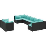  9-dijelni set vrtnih sofa s jastucima crni od poliratana Slike