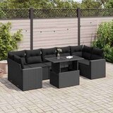  8-dijelni set vrtnih sofa od poliratana s jastucima crni | shoptok.hr