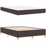  Postelja z vzmetnico Temno rjava in bela 140 x 200 cm blago | Shoptok.si