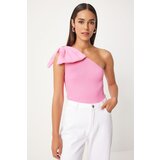 Happiness İstanbul Women's Pink Bow One Shoulder Knitwear Blouse | Shoptok.si
