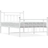  Metalni okvir kreveta uzglavlje i podnožje bijeli 107x203 cm | shoptok.hr