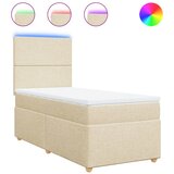 vidaXL Box spring postelja z vzmetnico krem 90x190 cm blago, (21291012) Cene