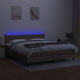  Krevet box spring s madracem LED smeđesivi 180x200 cm tkanina | shoptok.hr
