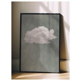 Wallxpert uramljena slika 115205, beli oblak na sivozelenoj pozadini, 50 x 70 cm, crni ram Cene