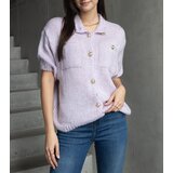 Gemre Women's purple short-sleeve sweater with decorative buttons Shela | Shoptok.si
