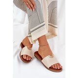 Boto Ladies Eco Leather Slippers With Decorative Details Beige Mevith | shoptok.hr