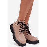 Boto Insulated women's ankle boots on platform with laces dark beige Harmine | Shoptok.si