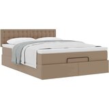vidaXL Otomanski posteljni okvir z vzmetnico kapučino 140x200 cm, (22053809) | Shoptok.si