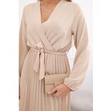 Kesi Włoski Dress tied with a pleated hem beige | Shoptok.si