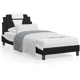 vidaXL Posteljni okvir z LED lučkami črn in bel 90x190 cm umetno usnje | Shoptok.si