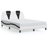 Maison Chic Posteljni okvir - Dvoposteljna postelja - Zakonska postelja z vzglavjem bel in črn 140x190 cm umetno usnje-J15688, (21773733) | Shoptok.si