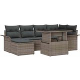 vidaXL Vrtna sedežna garnitura z blazino 7 pcs Siva Poly ratan, (5000134893) | Shoptok.si