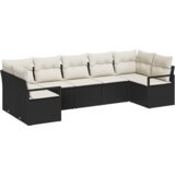 vidaXL 7-delni vrtni kavčni set z blazinami črnega poli ratana | Shoptok.si