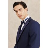 ALTINYILDIZ CLASSICS Men's Navy Blue Slim Fit Narrow Cut Mono Collar Patterned Vest Tuxedo Suit Cene