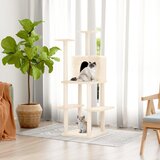 vidaXL Mačje drevo s praskalniki iz sisala krem 144,5 cm | Shoptok.si