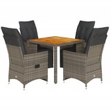  5-dijelni vrtni bistro set od poliratana s jastucima sivi | Eponuda.com