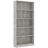 Ormarić za knjige s 5 razina boja betona 80x24x175 cm drveni | Eponuda.ba