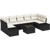 vidaXL Set od 8 komada vrtnih kauča s jastučićima crni poli ratan | shoptok.hr
